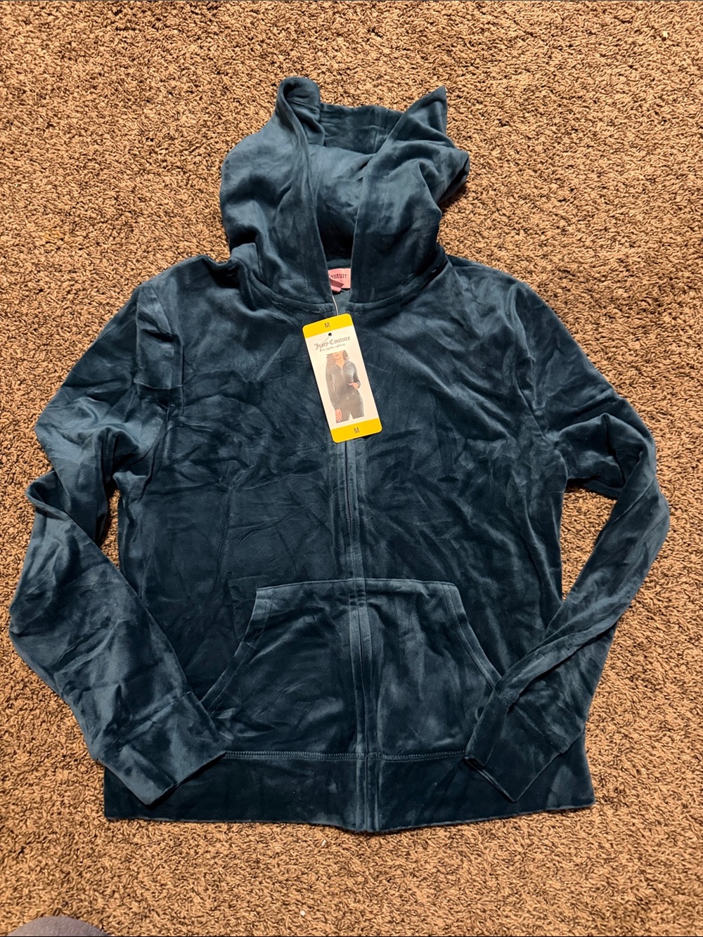 Ladies juicy couture  Plush Zip-Up Hoodie Jacket - Deep Teal